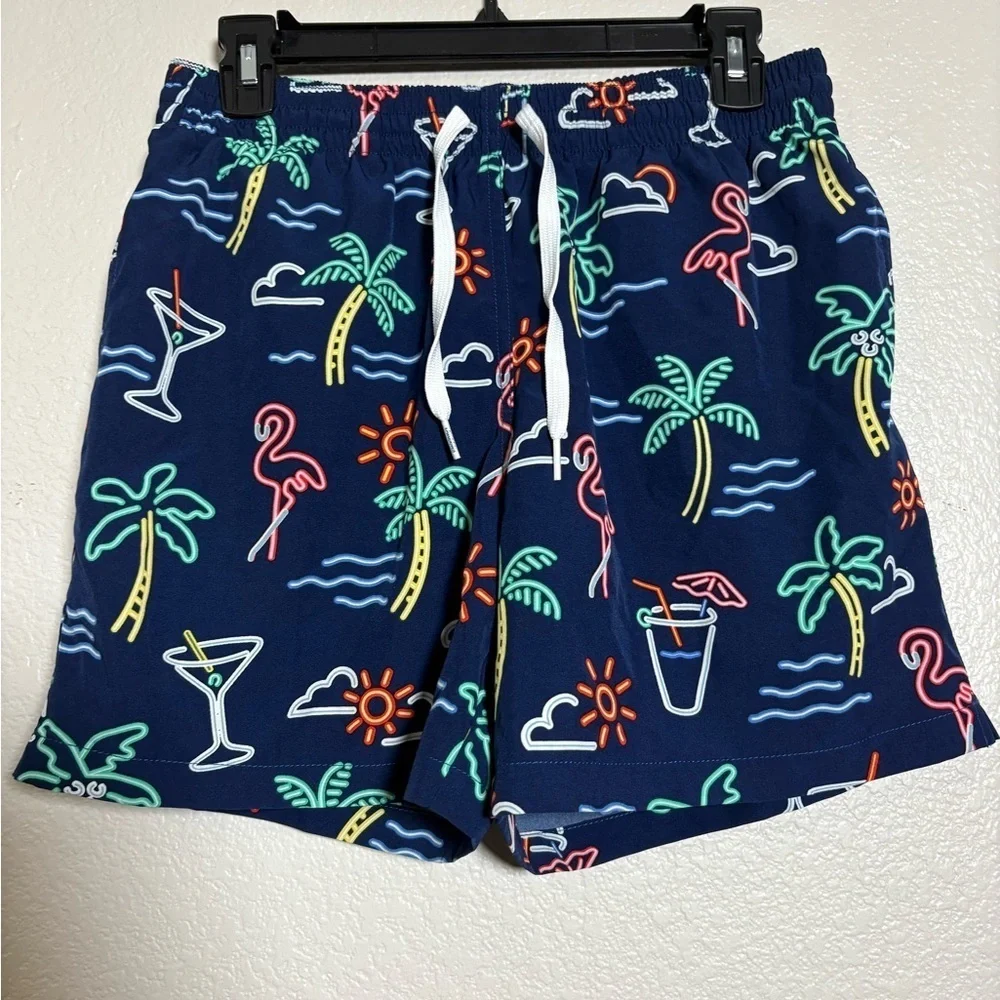 Men’s Chubbies 5.5‎ in. Swim Trunks, Neon Lights, 4-way stretch Pockets Tropical